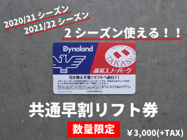 枚数2枚高鷲スノーパーク・ダイナランド共通リフト券 - スキー場